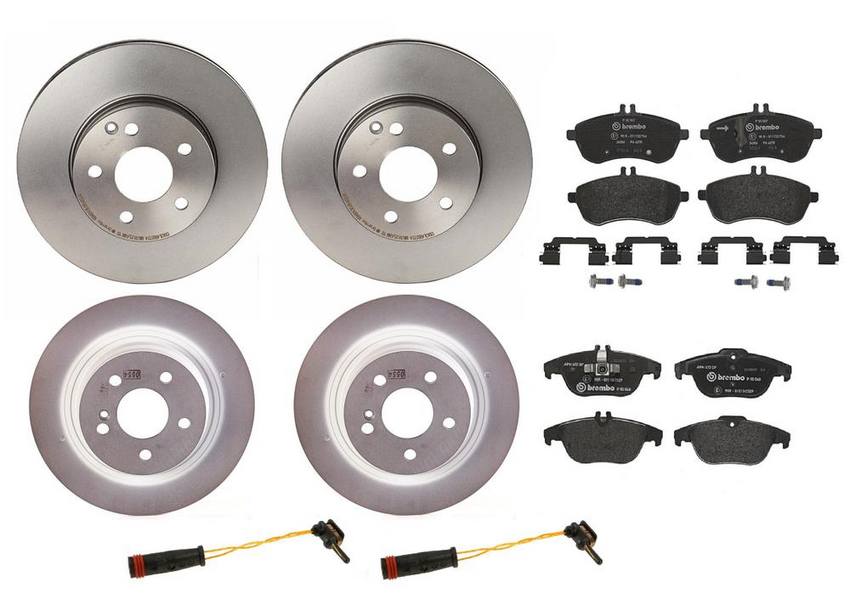 Mercedes Brakes Kit - Pads & Rotors Front and Rear (295mm/300mm) (Low-Met) 2124211312 - Brembo 1630998KIT